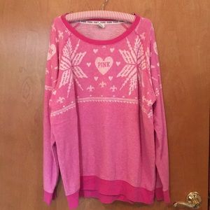 Fair isle print brand crew neck sweatshirt